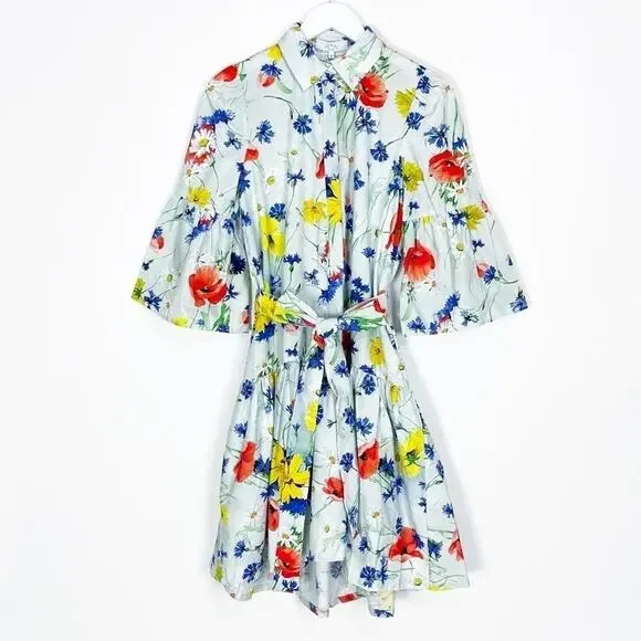 Pearl by Lela Rose Floral Poplin Flounce Hem Dress - Picture 3 of 12